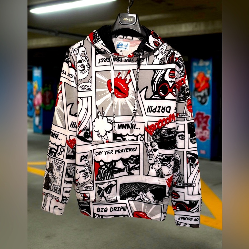 Fresh Prince of Belair NWT Sz M Black & White Graphic Comic Print Hoodie (0577)